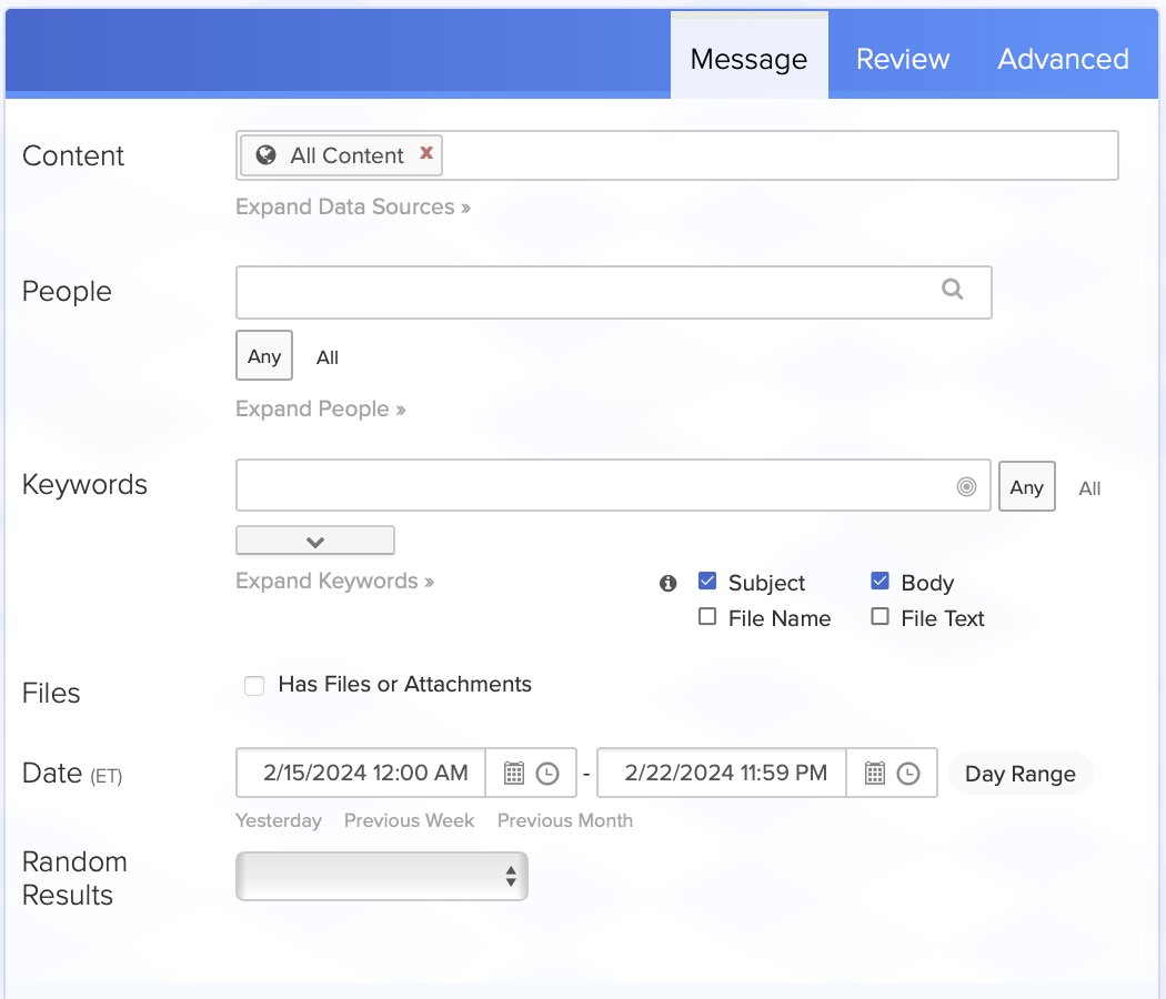 Previous message tab, a dense form of fields